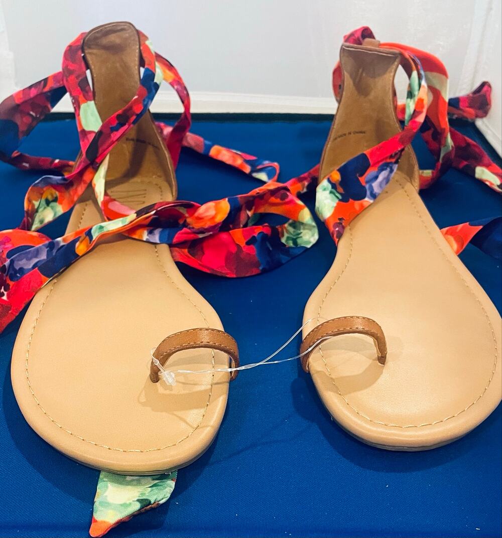 INC Multi color floral lace up sandals 8.5M NIB